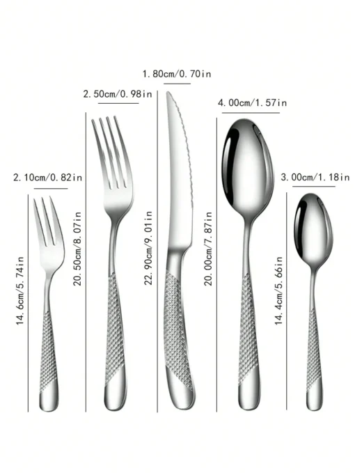6pc/30pc Stainless steel silver high-end star diamond tableware - Image 3