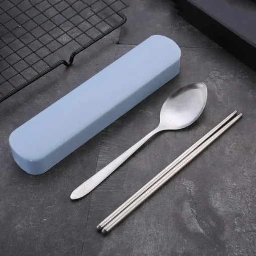 4Pcs/Set Stainless Steel Chopsticks  Spoon Fork Steak Knife with Storage Case - Image 3