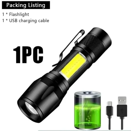 Mini LED Flashlight COB+XPE Portable Torch - Image 8
