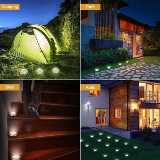 1/4/8Pack Solar Lights Outdoor 8/20LEDs Disk Underground Lamp Spotlight - Image 13