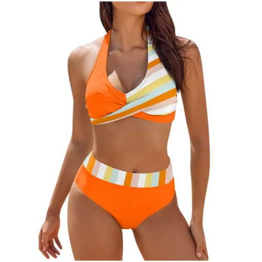 bikini Beach Colour Block Floral Printed Women's Swimsuit - Image 6