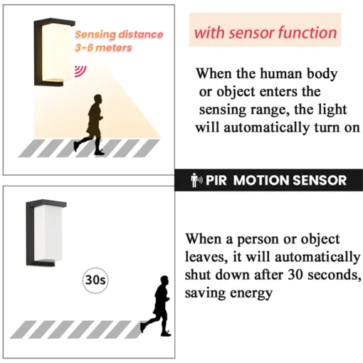 LED Outdoor Wall Light PIR Motion Sensor Wall lamp - Image 2