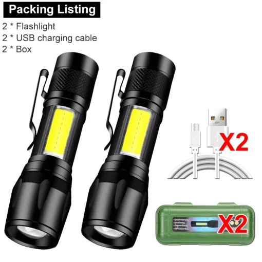 Mini LED Flashlight COB+XPE Portable Torch - Image 9
