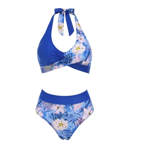 bikini Beach Colour Block Floral Printed Women's Swimsuit - Image 16