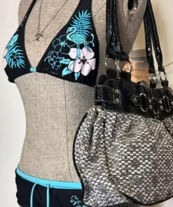 Sexy Hottie Print Laced Up Backless Bikini