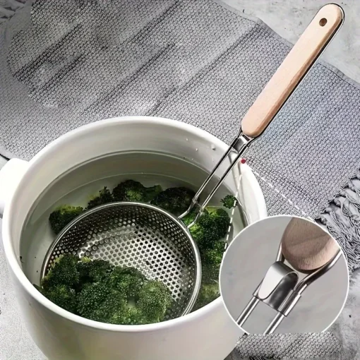 Stainless Steel Colander with Wooden Handle - Image 7