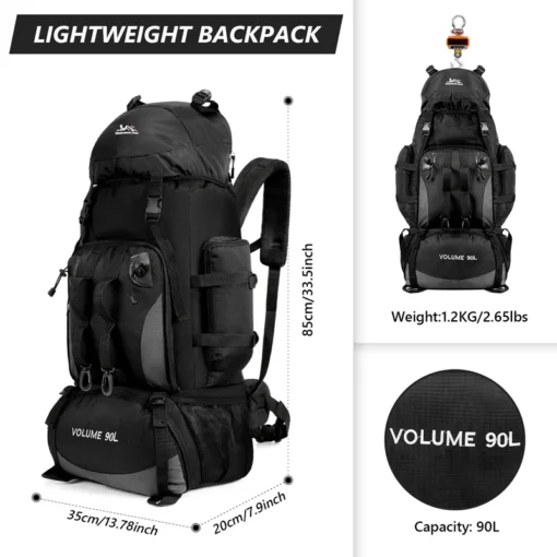 90L Waterproof Hiking Camping Backpack - Image 17