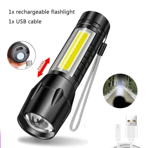 Mini LED Flashlight COB+XPE Portable Torch - Image 11