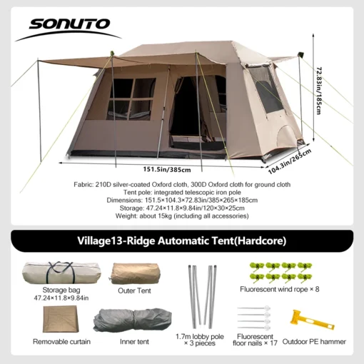 Sonuto Automatic Large Camping Tent - Image 7