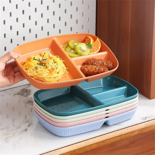 Unbreakable Rectangular 3-Grid Meal Plate