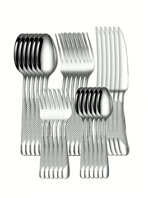 6pc/30pc Stainless steel silver high-end star diamond tableware