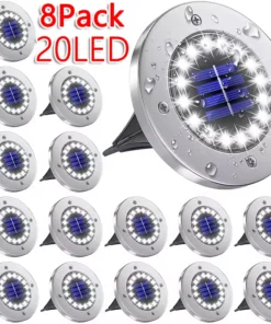 1/4/8Pack Solar Lights Outdoor 8/20LEDs Disk Underground Lamp Spotlight