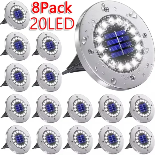 1/4/8Pack Solar Lights Outdoor 8/20LEDs Disk Underground Lamp Spotlight