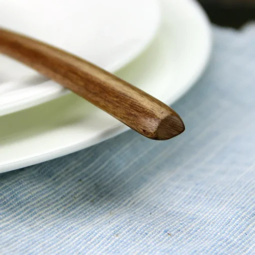 5 Pieces Wooden Spoon Soup Spoon and Fork Tableware - Image 6