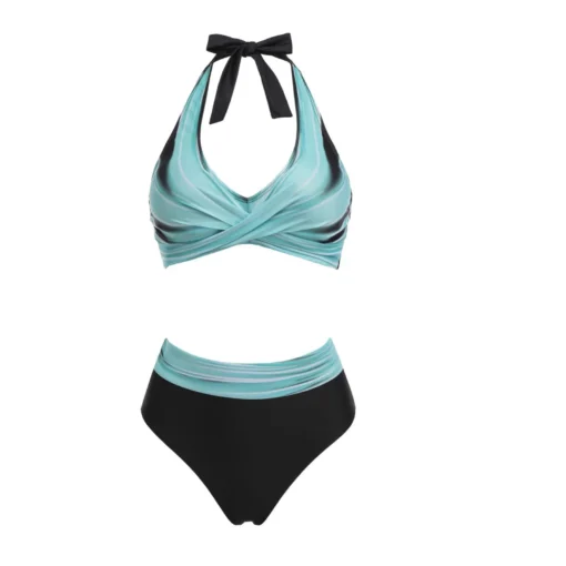 bikini Beach Colour Block Floral Printed Women's Swimsuit - Image 24