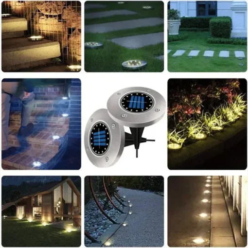 1/4/8Pack Solar Lights Outdoor 8/20LEDs Disk Underground Lamp Spotlight - Image 3