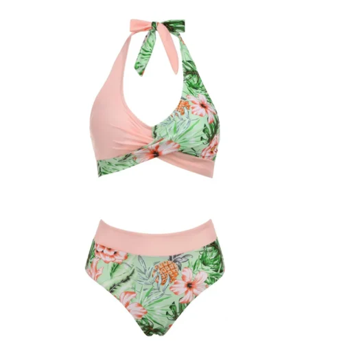 bikini Beach Colour Block Floral Printed Women's Swimsuit - Image 32