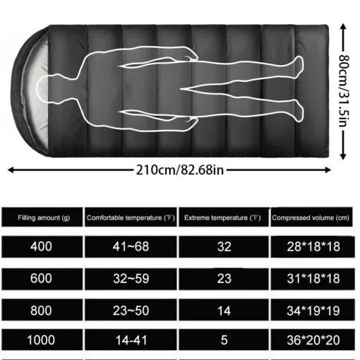 Outdoor down sleeping bag 210cm*80cm single person - Image 6