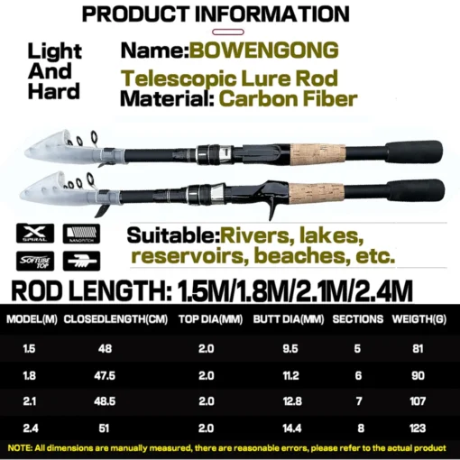 Baitcasting Lure Fishing Rod Spinning Telescopic - Image 5