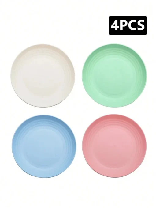 4/8pcs Plastic original plate, reusable, camping picnic dessert plate - Image 2