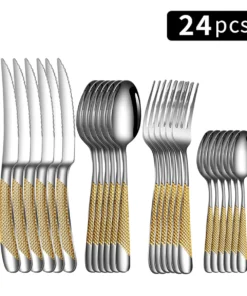 24pc Stainless steel tableware