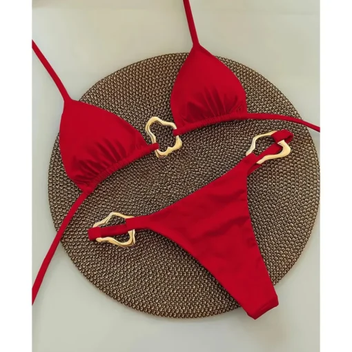 Sexy Bikini Solid Color Lace-up - Image 3