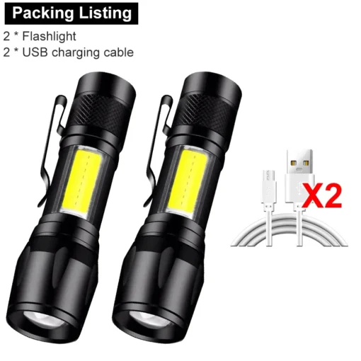 Mini LED Flashlight COB+XPE Portable Torch - Image 10
