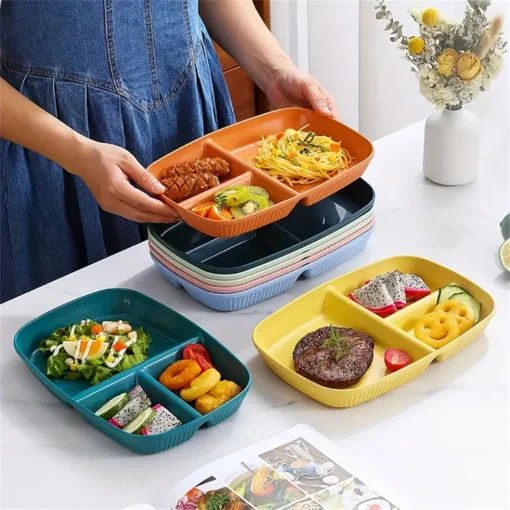 Unbreakable Rectangular 3-Grid Meal Plate - Image 9
