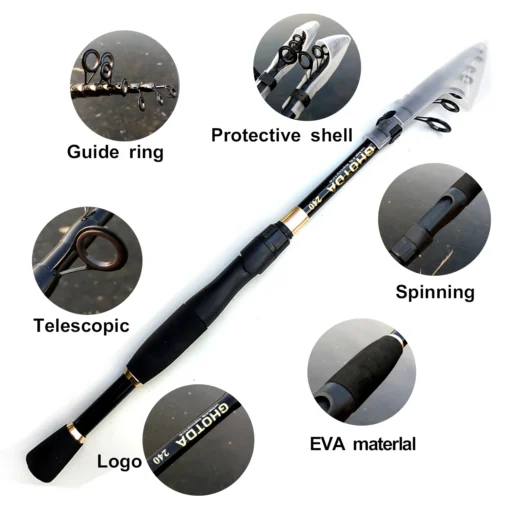 1.6-2.4m Telescopic Fishing Rods Ultralight Weight Spinning Casting Carbon Pole - Image 13