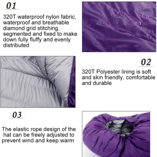 Outdoor down sleeping bag 210cm*80cm single person - Image 4