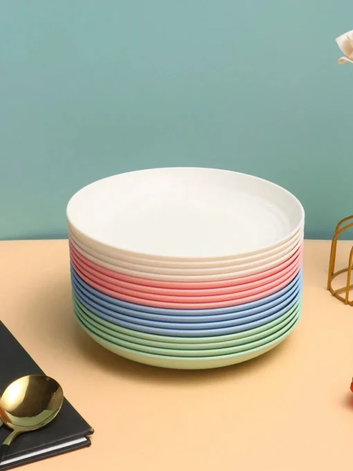 4/8pcs Plastic original plate, reusable, camping picnic dessert plate - Image 4