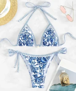 2025 Halter String Triangle Two Piece Bikini Women Swimwear