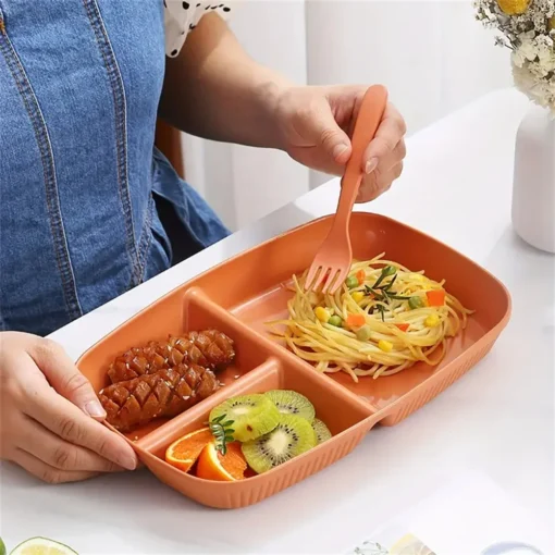 Unbreakable Rectangular 3-Grid Meal Plate - Image 4