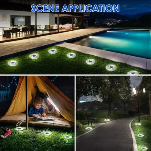 1/4/8Pack Solar Lights Outdoor 8/20LEDs Disk Underground Lamp Spotlight - Image 4