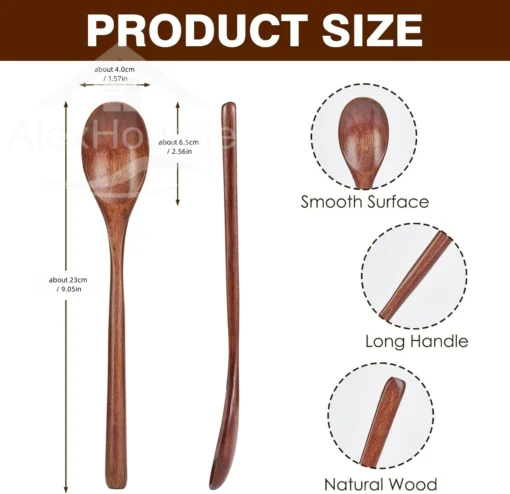 6 Piece Wooden Spoon Bamboo Kitchen Korean Style - Image 20