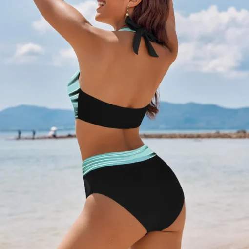 bikini Beach Colour Block Floral Printed Women's Swimsuit - Image 23