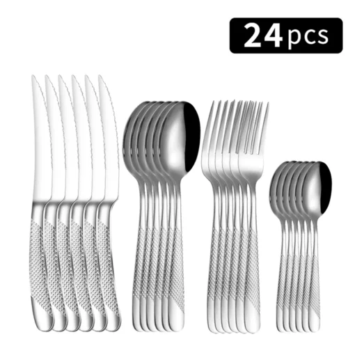6pc/30pc Stainless steel silver high-end star diamond tableware - Image 7