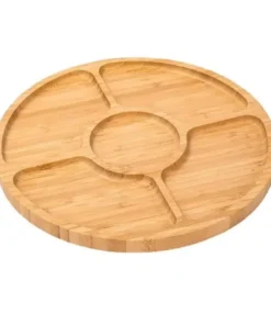 Bamboo Fruit Tray Round Five Compartment
