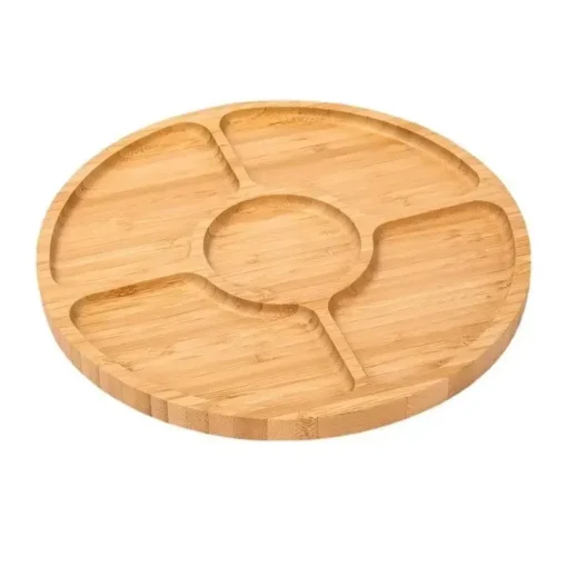 Bamboo Fruit Tray Round Five Compartment