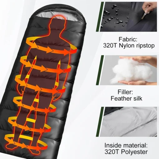 Outdoor down sleeping bag 210cm*80cm single person - Image 20