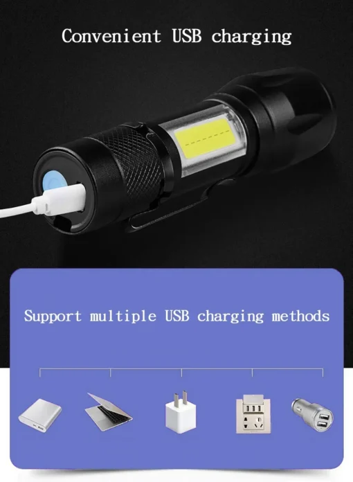 Mini LED Flashlight COB+XPE Portable Torch - Image 18