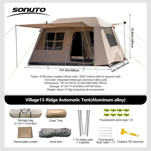 Sonuto Automatic Large Camping Tent - Image 8
