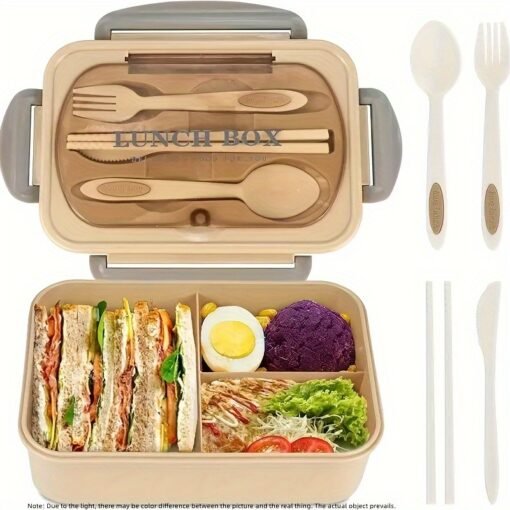 1pc 33.81 Oz Lunch Box With Tableware - Image 3