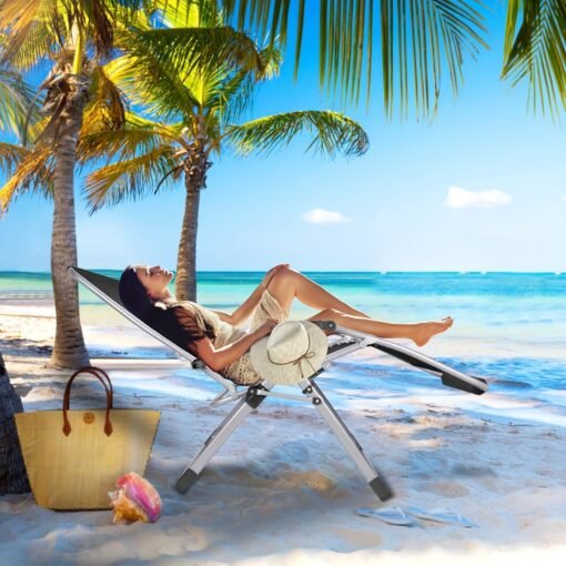 440lbs Ergonomic Outdoor Zero Gravity Lounge Chair with Cup Holder - Image 10