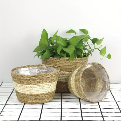 Handwoven Rattan Flower Pot - Image 9
