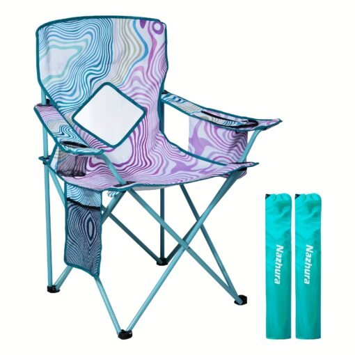 2 Pack Folding Outdoor Camping Chairs with Cooler Pouch - Image 8