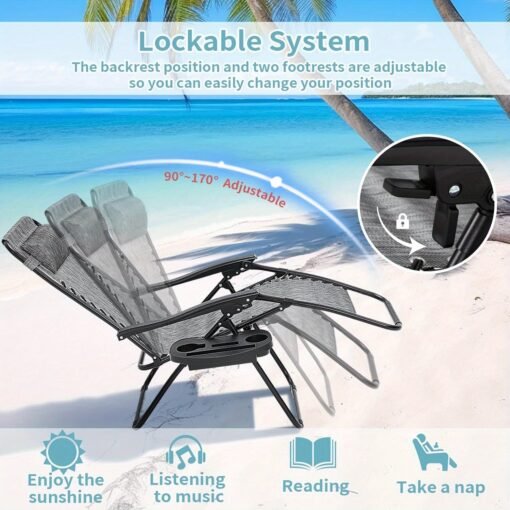 Zero Gravity Chair Set of 2, Folding Reclining zero gravity - Image 13