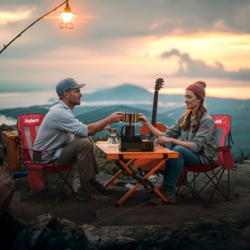 2 Pack Folding Outdoor Camping Chairs with Cooler Pouch - Image 23