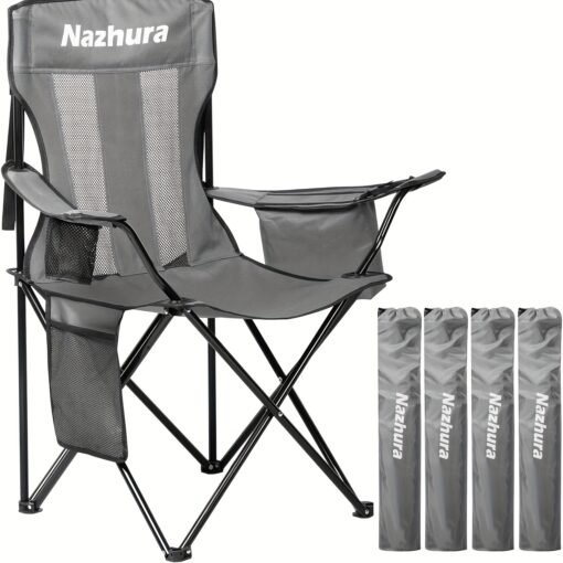 2 Pack Folding Outdoor Camping Chairs with Cooler Pouch - Image 17