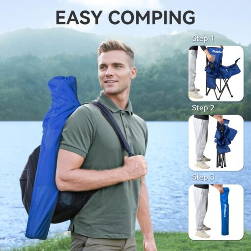 2 Pack Folding Outdoor Camping Chairs with Cooler Pouch - Image 7